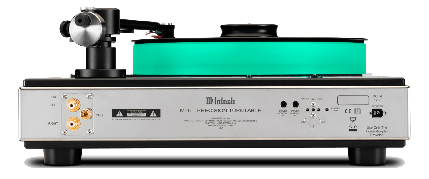 Back view of the McIntosh MT5 turntable 