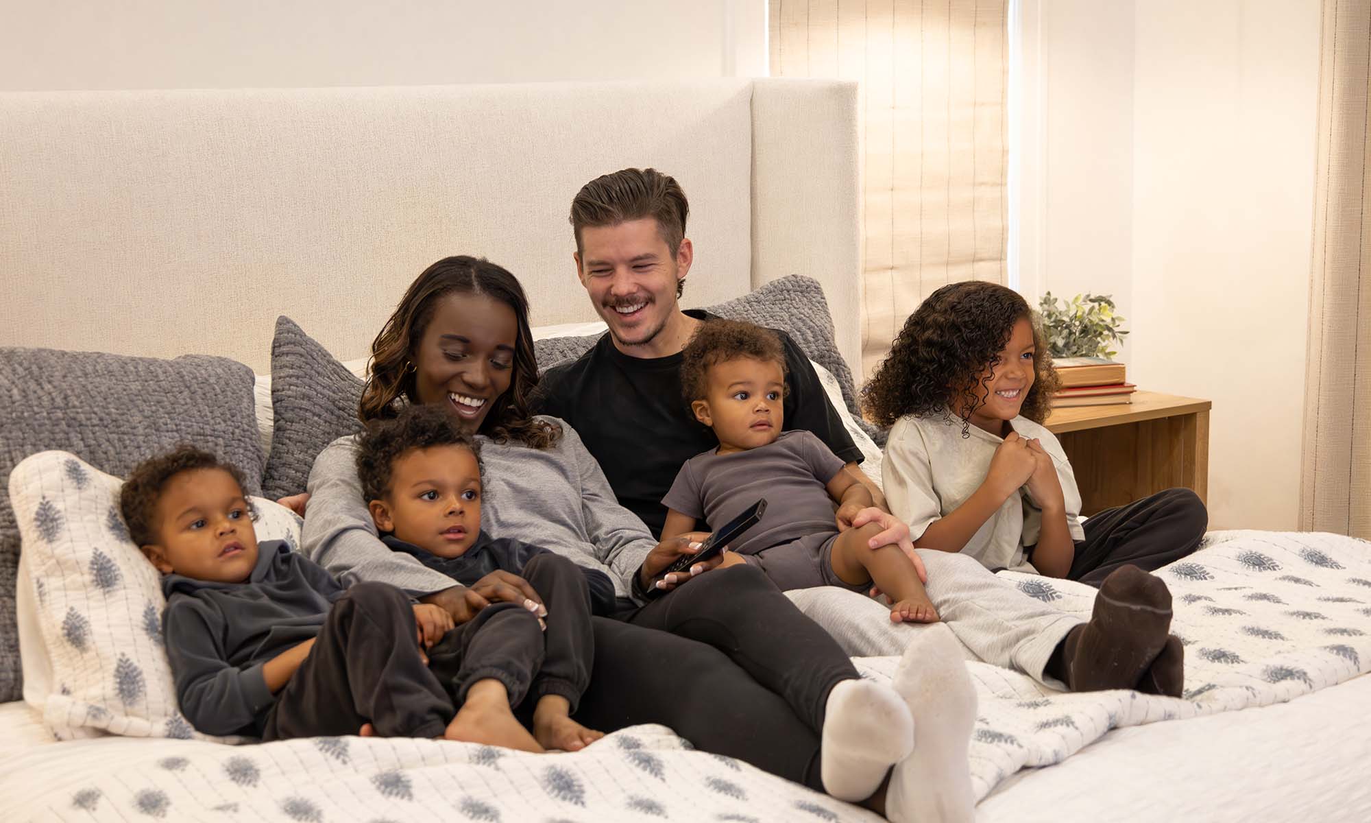 Family eating dinner outside