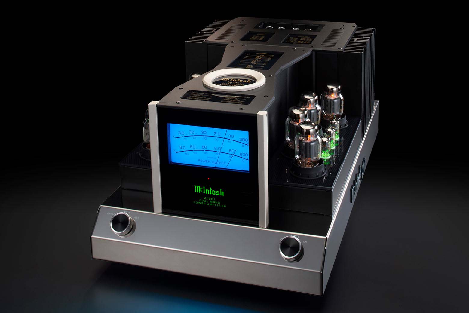 MC901 monoblock amplifier from McIntosh in black and gray