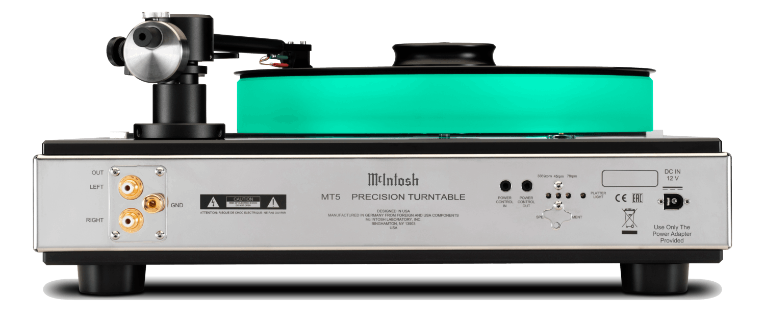 Back view of the McIntosh MT5 turntable 