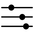 Horizontal sliders with dots or knobs outline icon