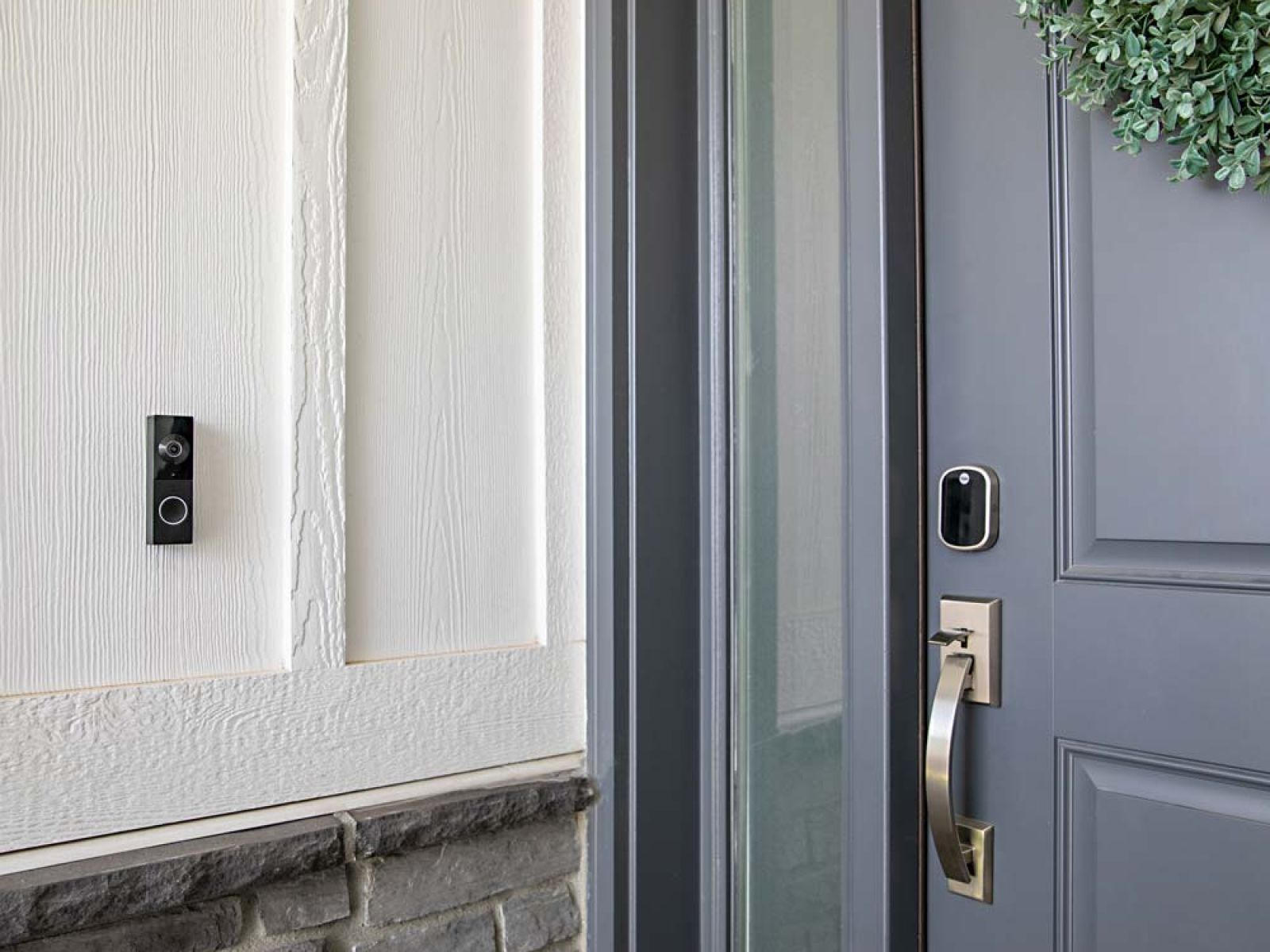 A Control4 interface displaying controls for locks and security cameras, enhancing home security and monitoring.