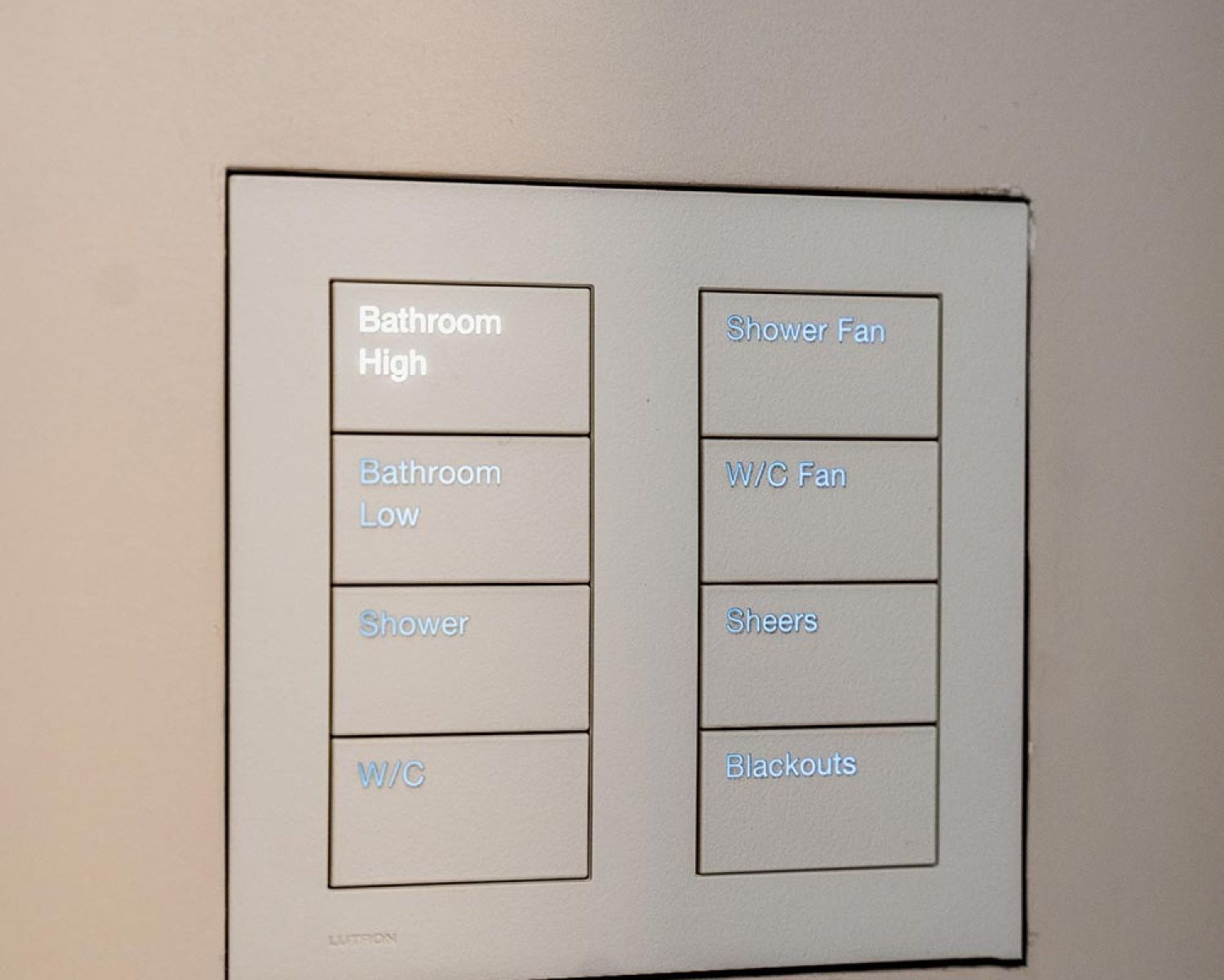Wall mounted control keypad for bathroom and window shades