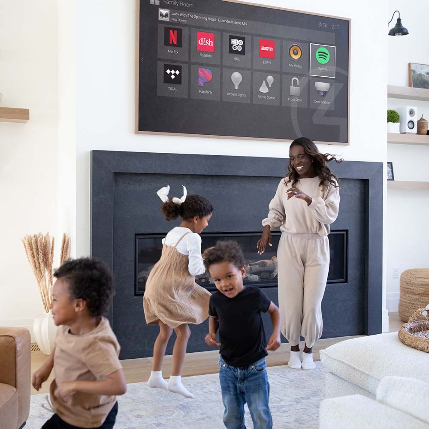 Large modern home lit up at dusk