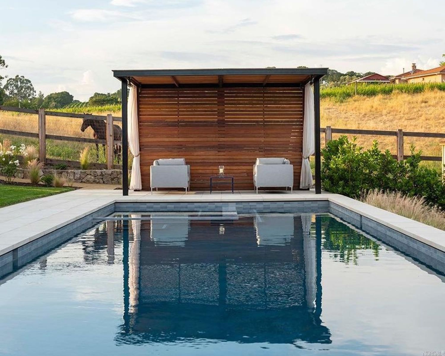 image of pergola with swimming pool