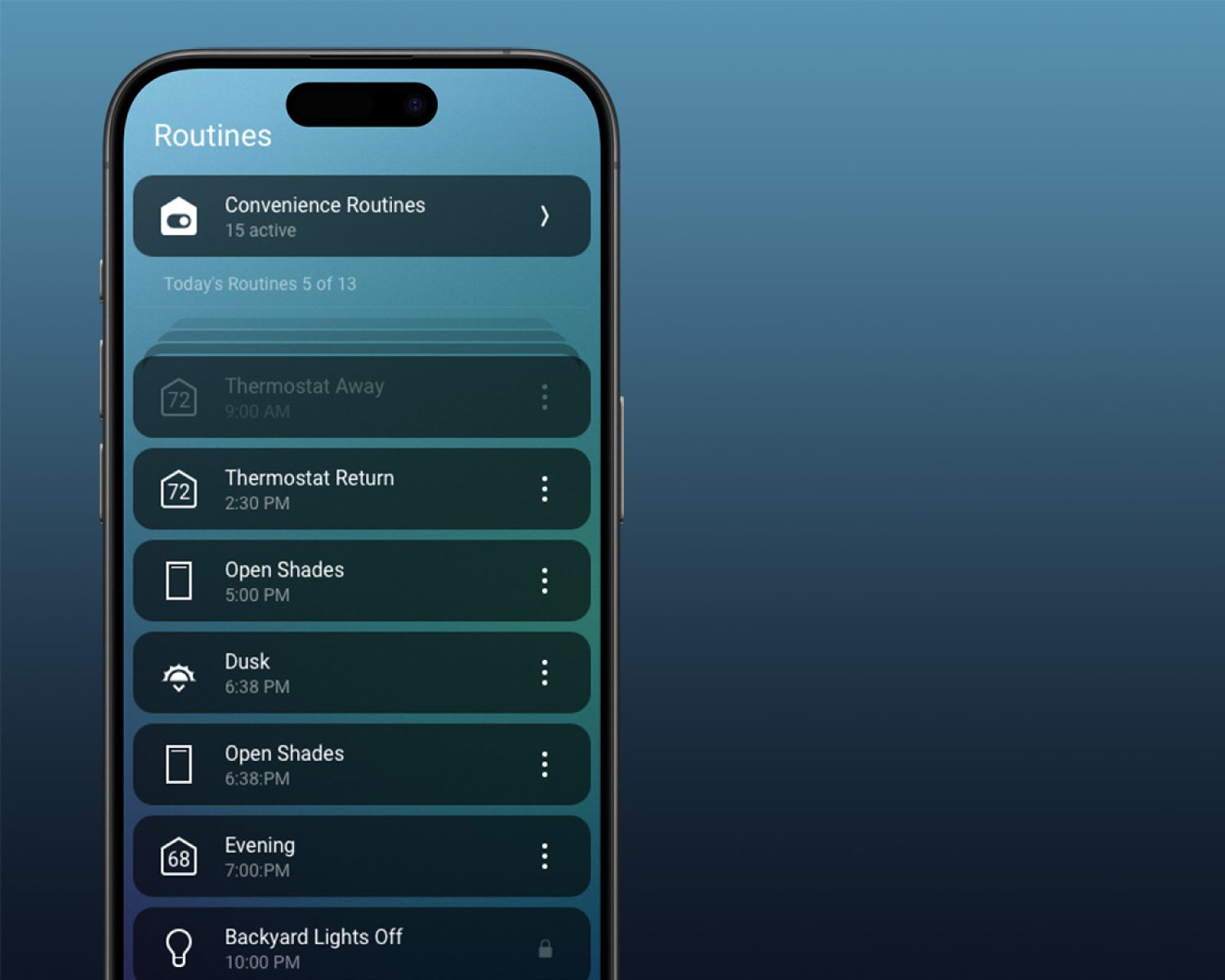 Touch Panel with control4 interface on blue background