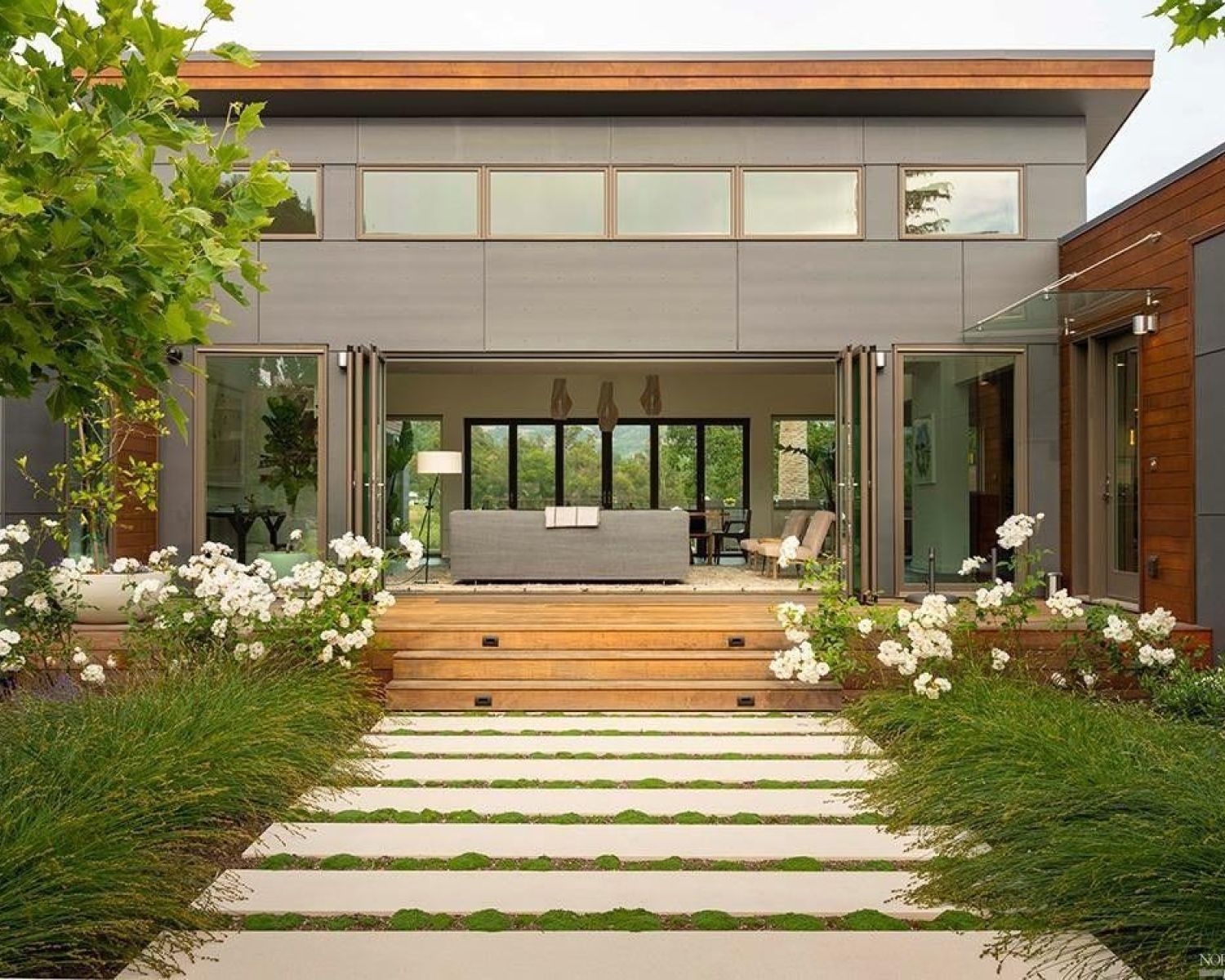 modern home under a cloudy sky